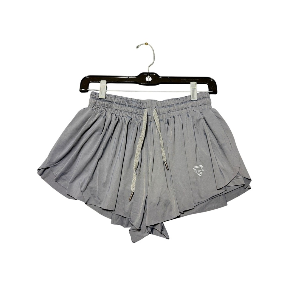 LUOGONGZI 2-in-1 Flowy Athletic Shorts Women Medium Gray Drawstring Pocket